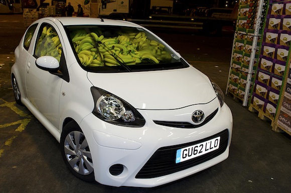Aygo filled with bananas