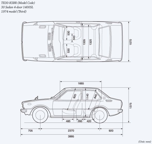 Toyota Corolla 3rd gen line drawing