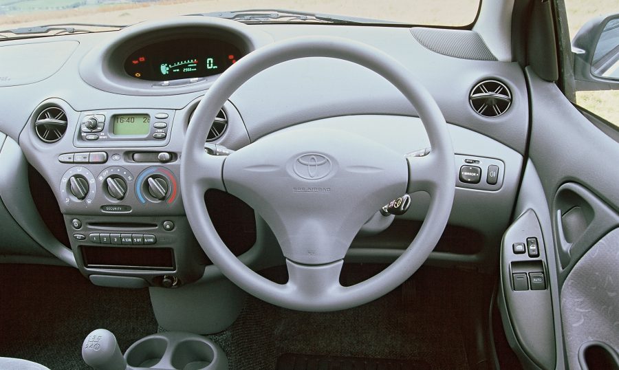 Interior of first-generation Toyota Yaris