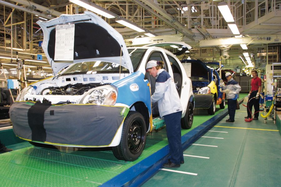 First-generation Toyota Yaris on the production line