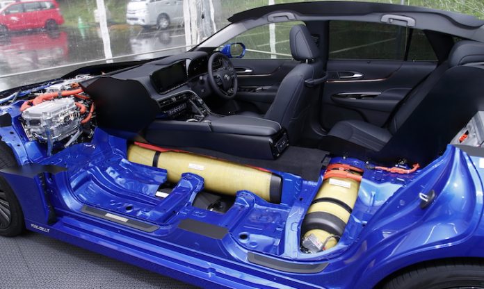 New Mirai hydrogen fuel cell electric vehicle under the skin