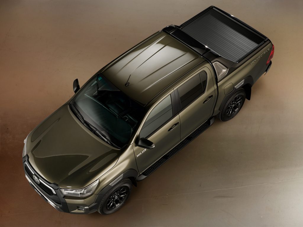 2021 Toyota Hilux Invincible in Titan Bronze - viewed from above, with electric roll deck