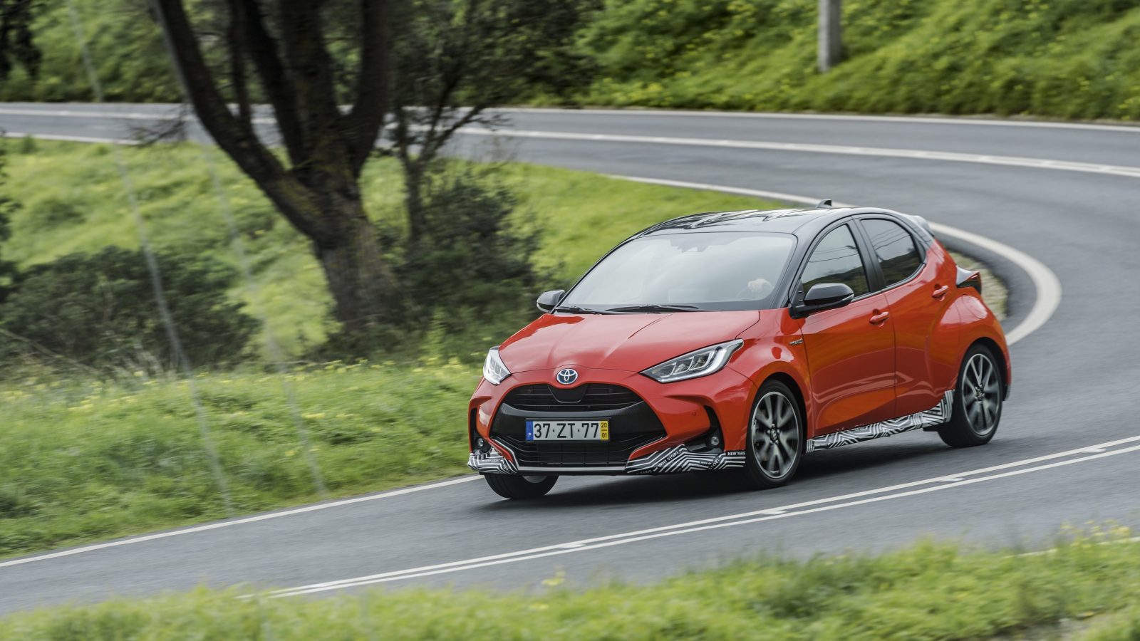 Prototype Toyota Yaris driving round corner