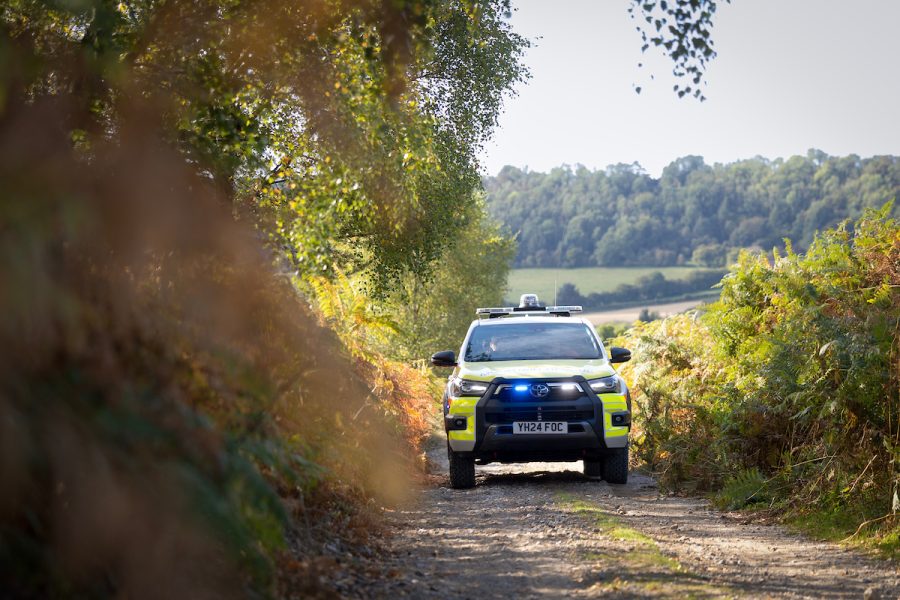 Toyota Hilux showing its safety features - blue lights