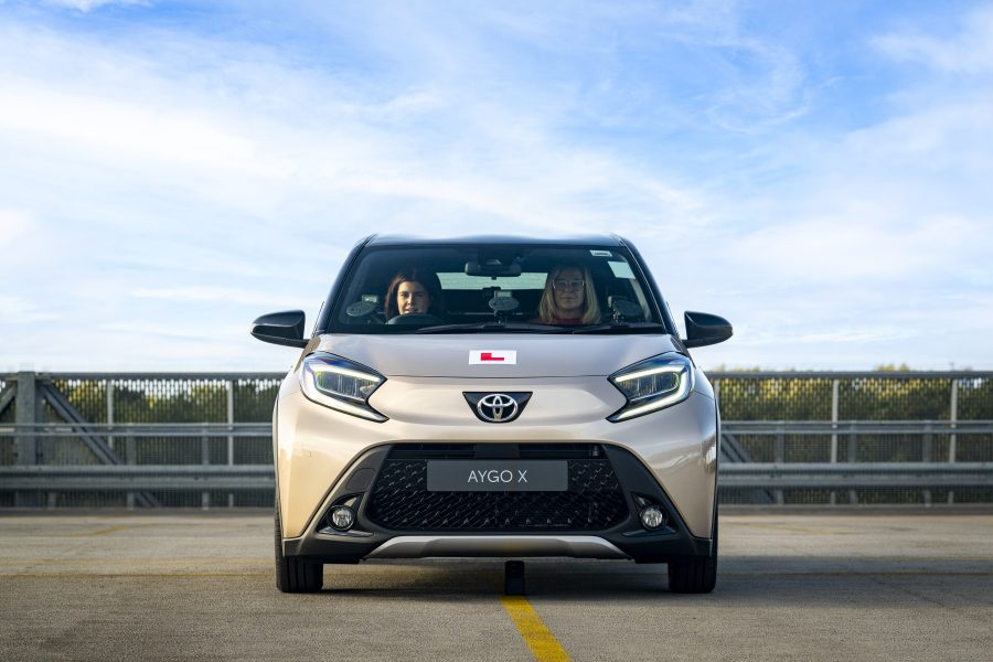 Andrea Spendolini-Sirieix and her mother sit in the Aygo X, ready to learn to drive